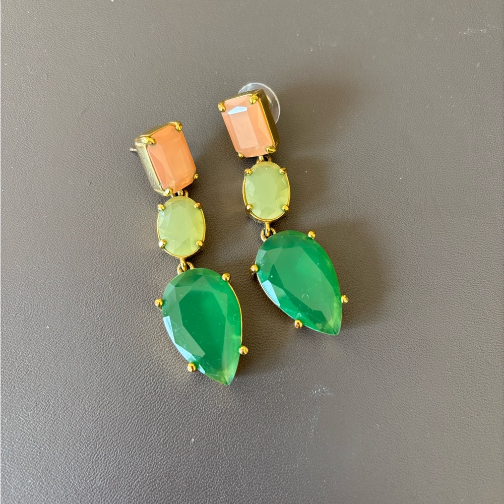 Kate Spade Green and Pink Teardrop Earrings